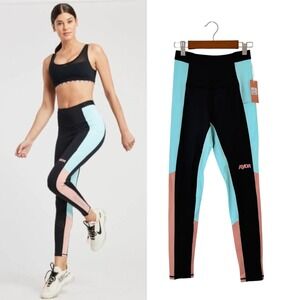 NWT New AYDA Laser Cut Performance Legging Black Blue Pink XS